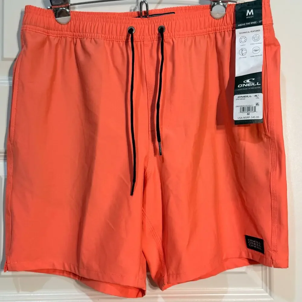 O'Neill Hyperdry Orange Above the Knee Board Shorts, Men's Size M